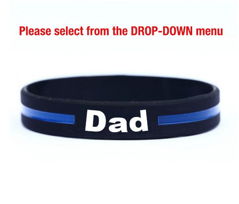 Thin blue line bracelets for mom, dad, wife, husband, son, daughter, brother, sister, grandpa, grandma, girlfriend, cousin –get the family pack & save
