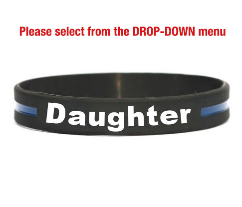 Thin blue line bracelets for mom, dad, wife, husband, son, daughter, brother, sister, grandpa, grandma, girlfriend, cousin –get the family pack & save