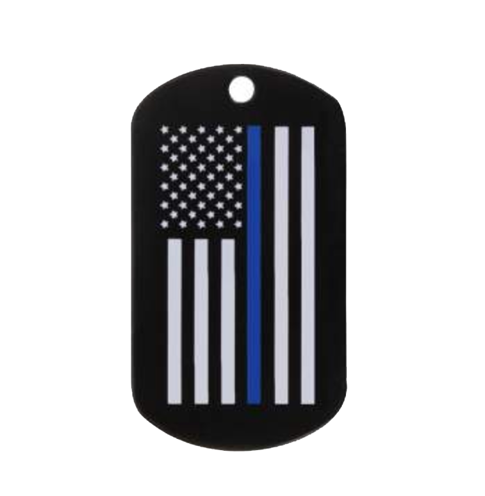 Thin Blue Line American Flag Dog Tag
