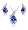 Beautiful Sapphire Blue Crystal Necklace and Earrings Set