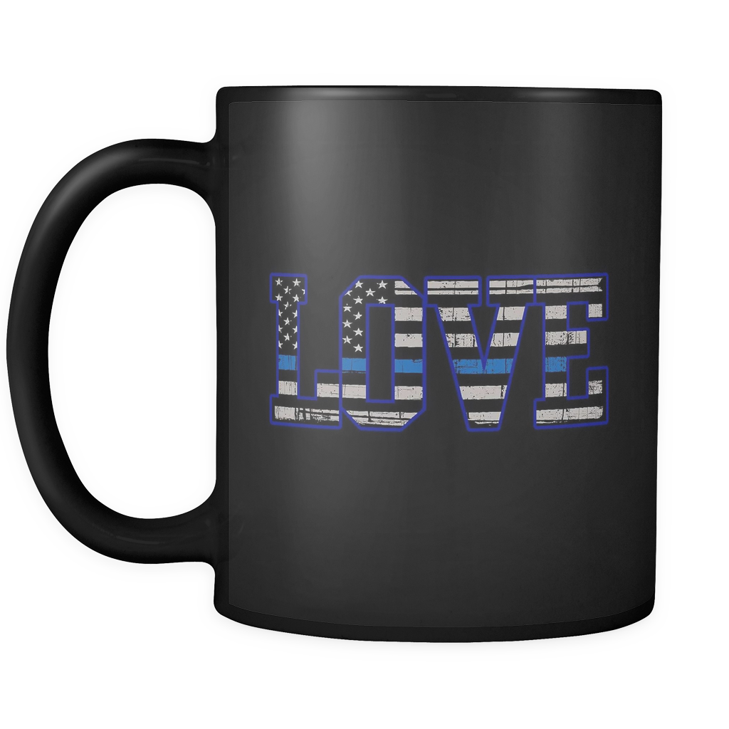 Love - Thin Blue Line Flag Mug - Black