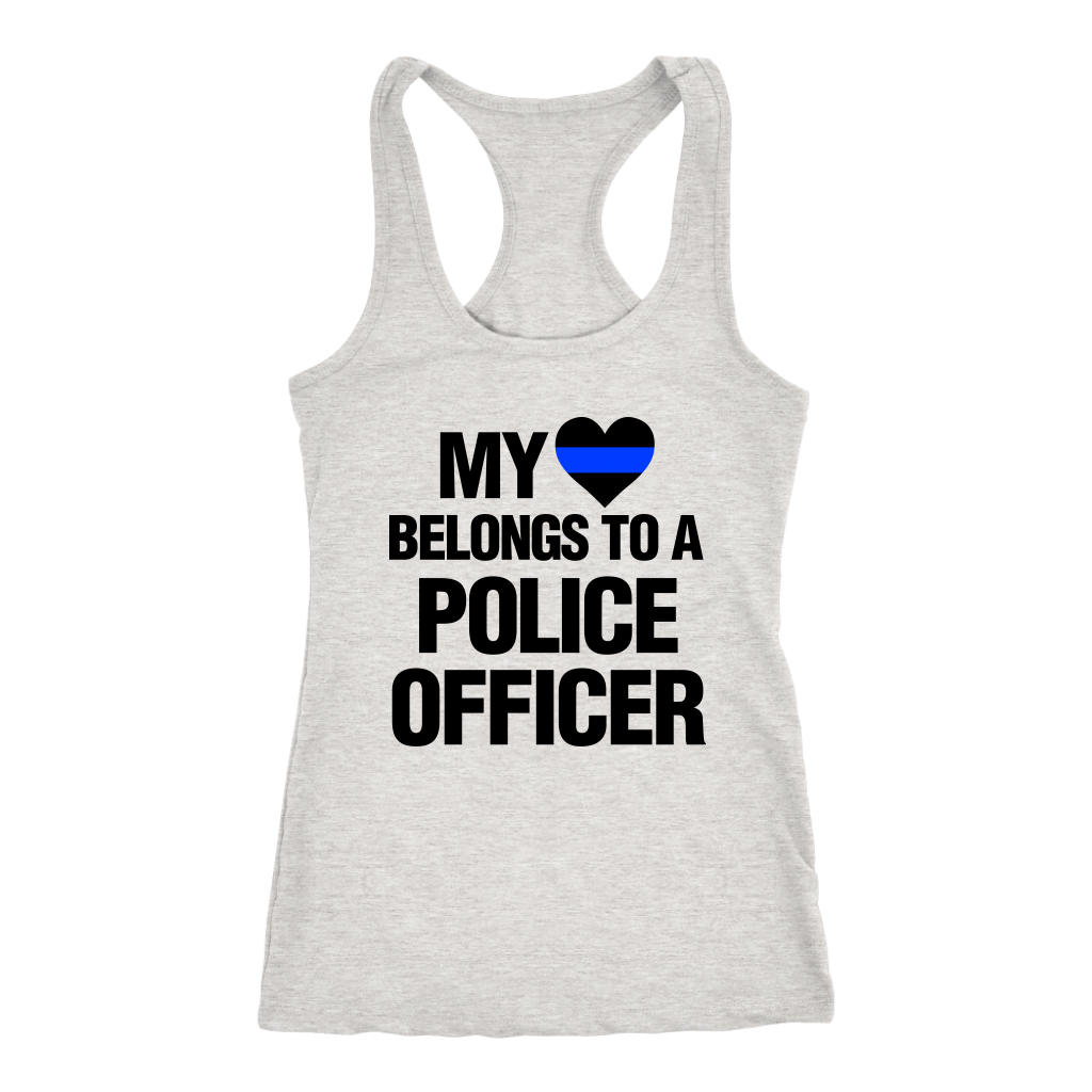 Women's My Heart Belongs To A Police Officer Tank Tops