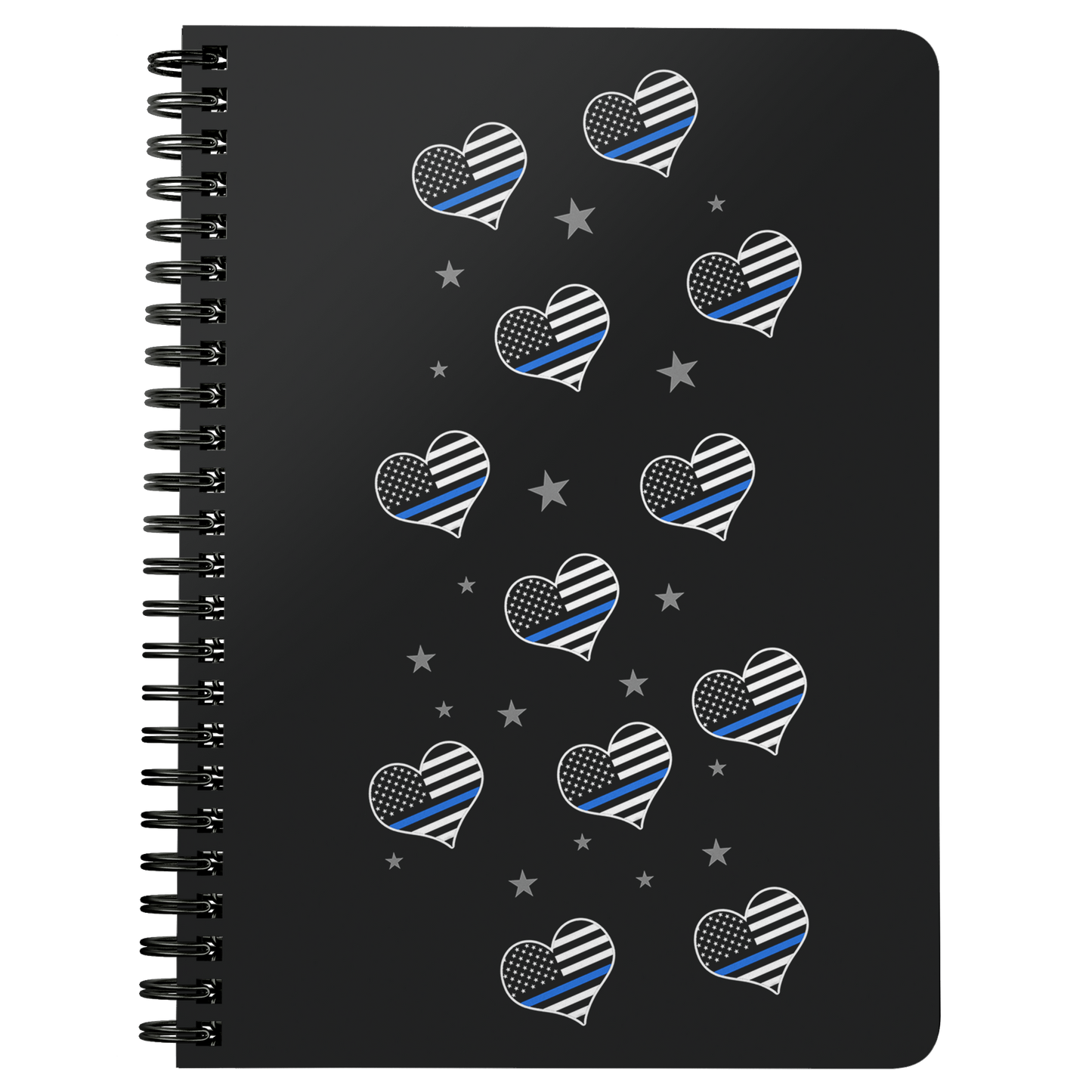 Thin Blue Line Flags Hearts Spiralbound Notebook Journal
