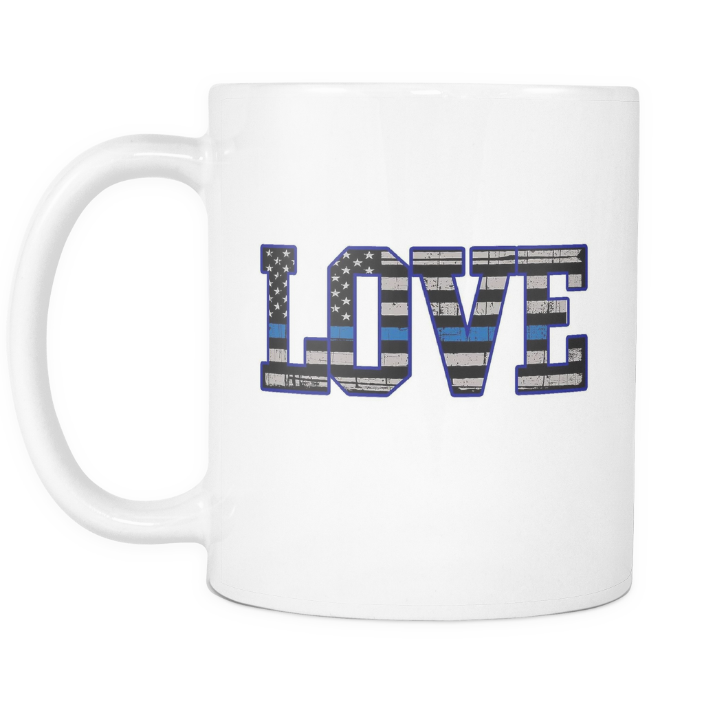 Love - Thin Blue Line Flag Mug - White