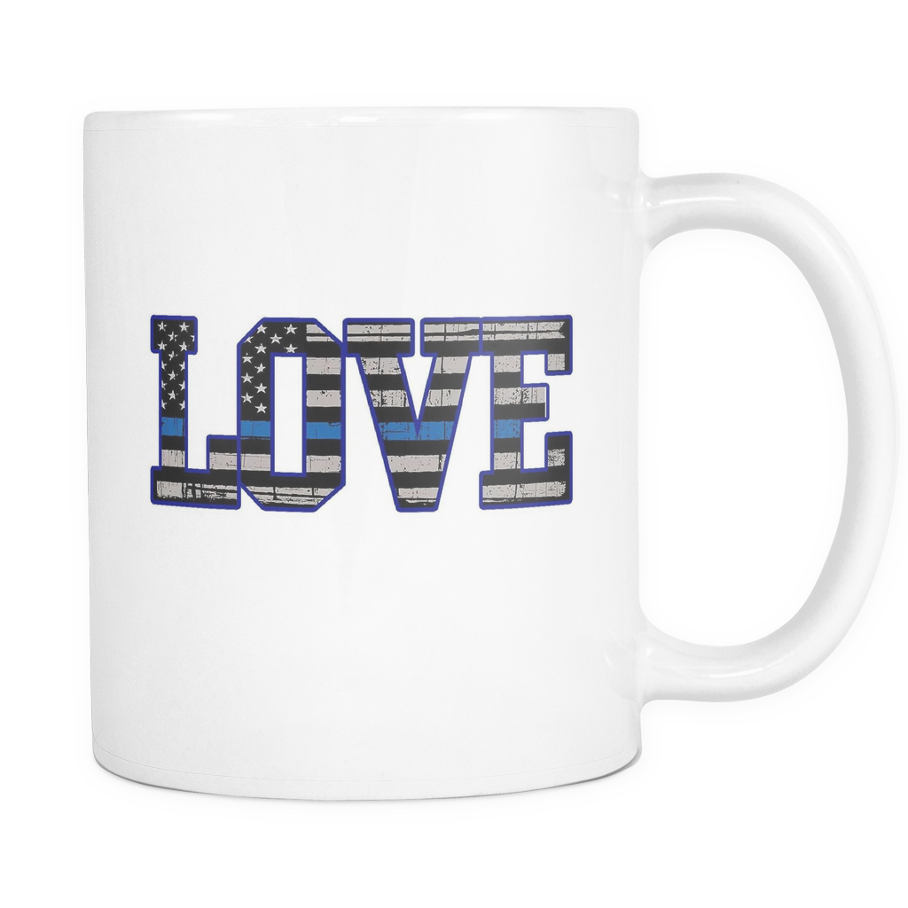 LOVE - Thin Blue Line Flag Mug - White