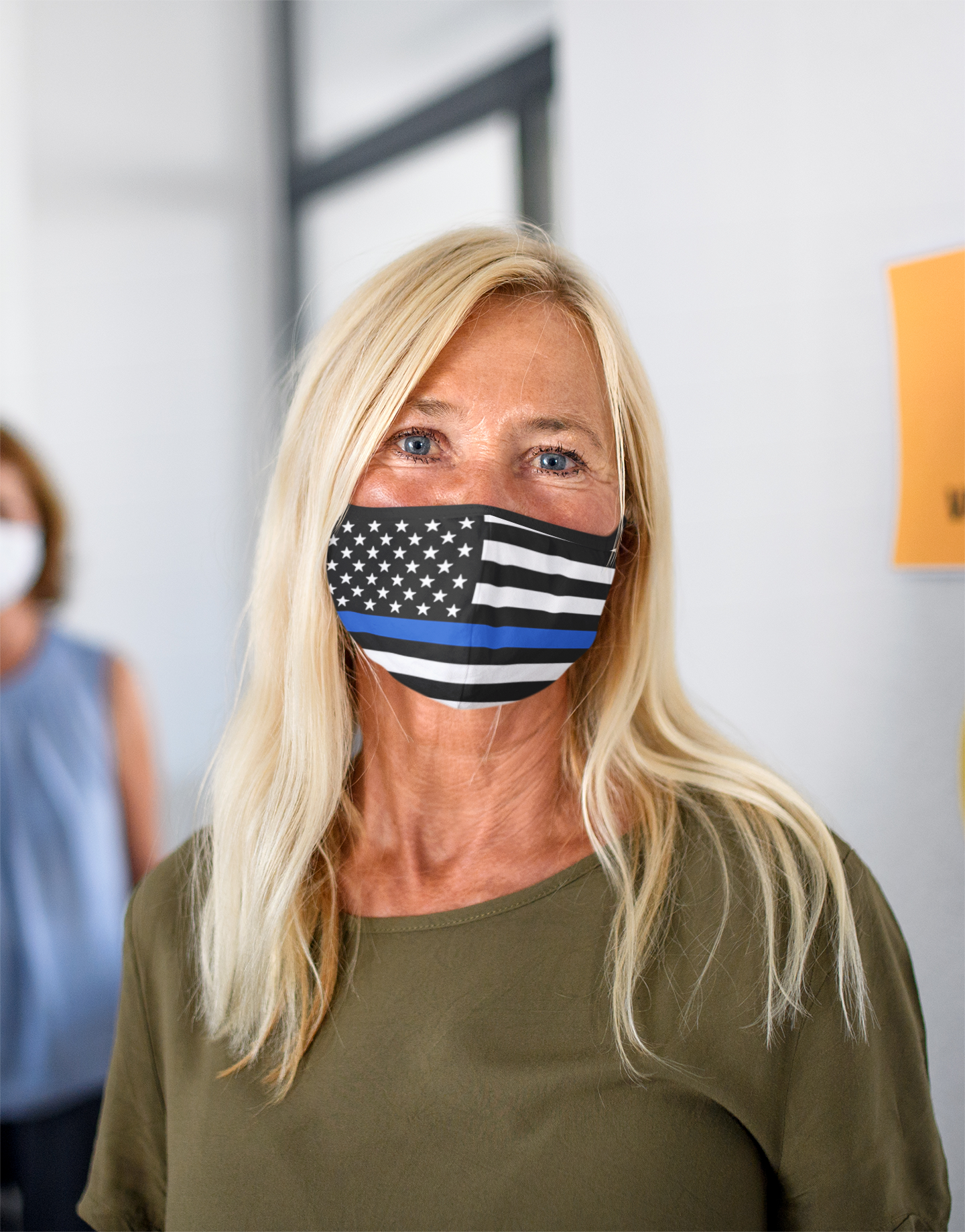 American Flag Thin Blue Line Face Mask with BONUS 2 x PM 2.5 Filters