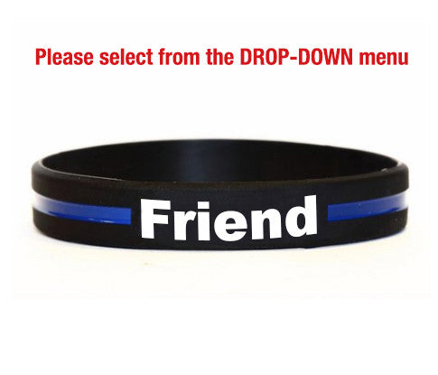 Thin Blue Line Silicone Relatives and Friend Bracelets for Aunt, Uncle, Niece, Nephew and Friend