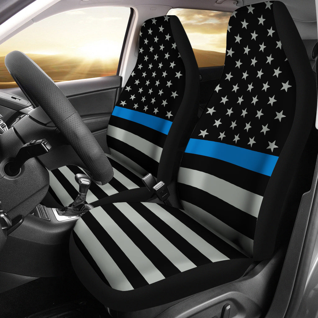 Thin Blue Line Flag Car Seat Covers (set of 2)