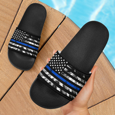 Thin Blue Line American Flag Slide Sandals