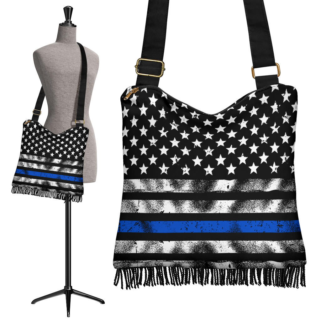 Thin Blue Line Stars and Lines Boho HandBag