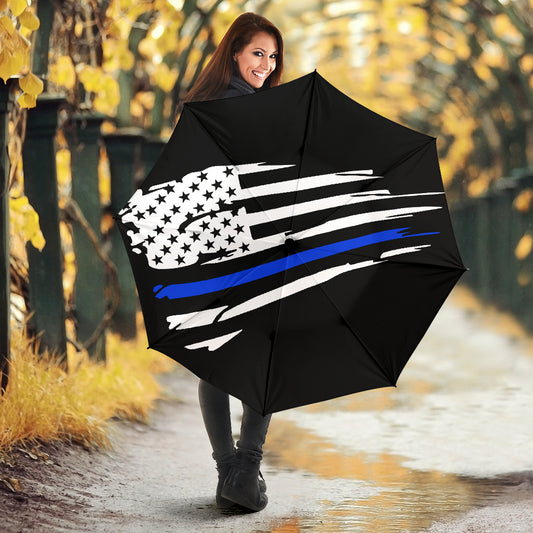 Tattered Thin Blue Line Flag Umbrella