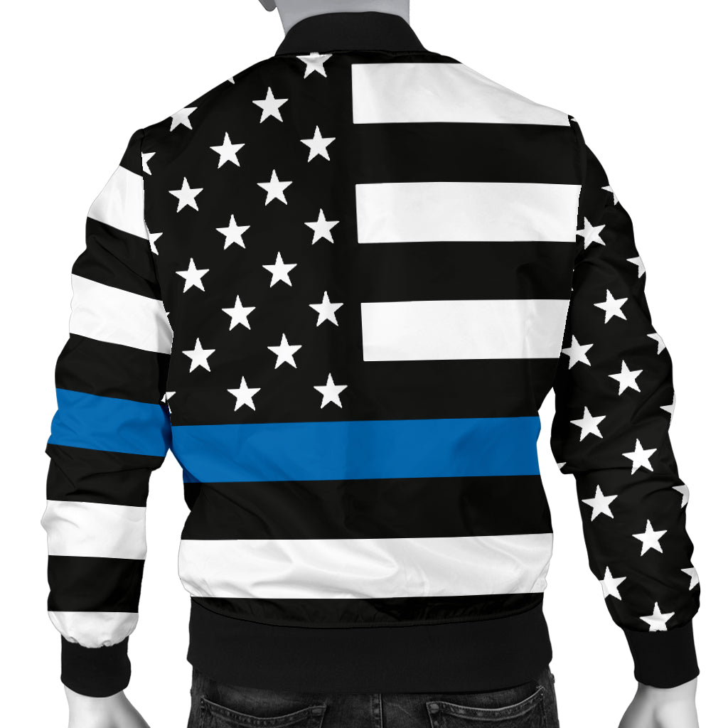 Men's Thin Blue Line American Flag Bomber Jacket