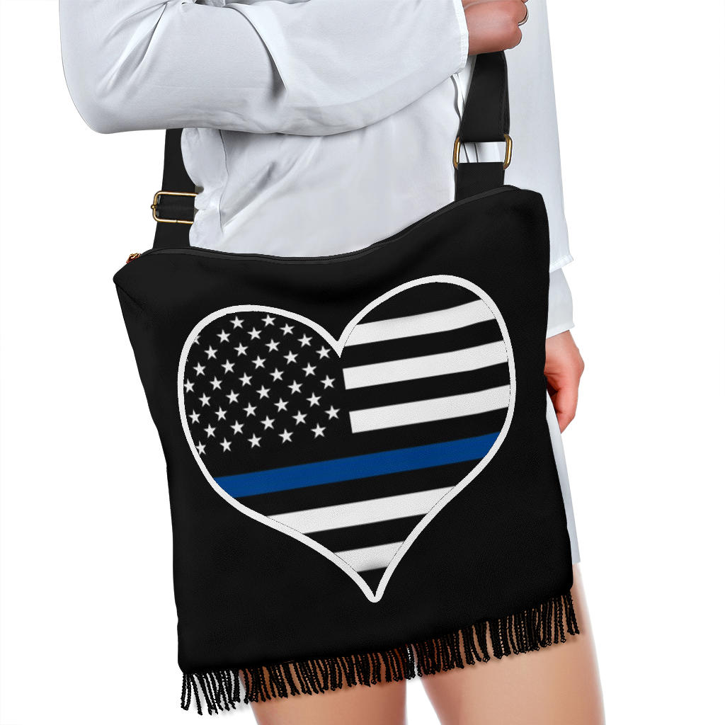 Thin Blue Line Heart Boho HandBag