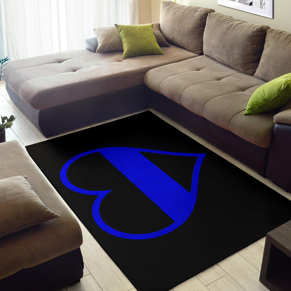 Thin Blue Line Heart Area Rug