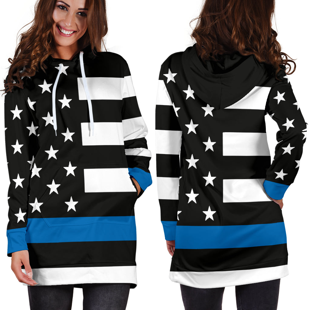 Women's Thin Blue Line Flag Hoodie Dress