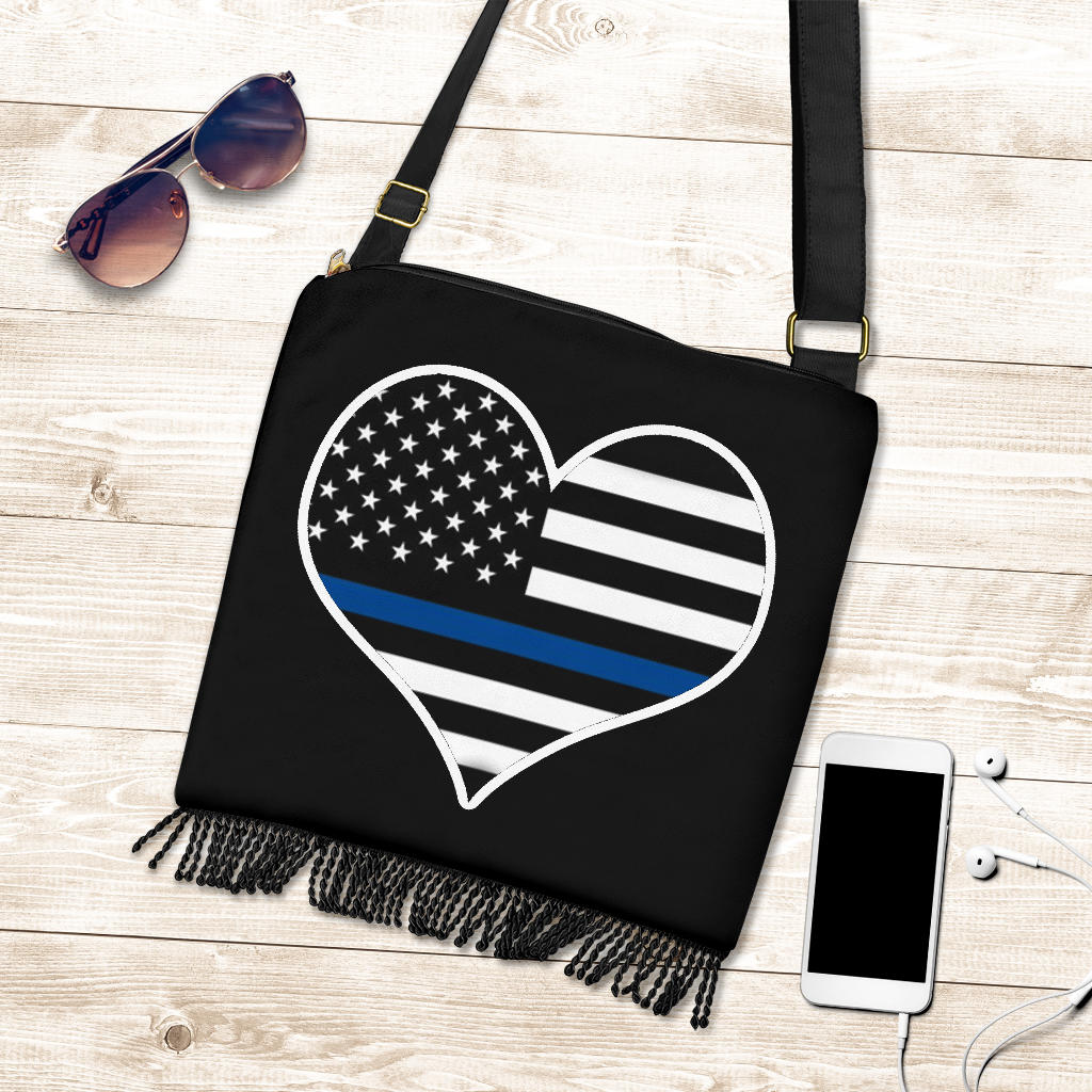 Thin Blue Line Heart Boho HandBag