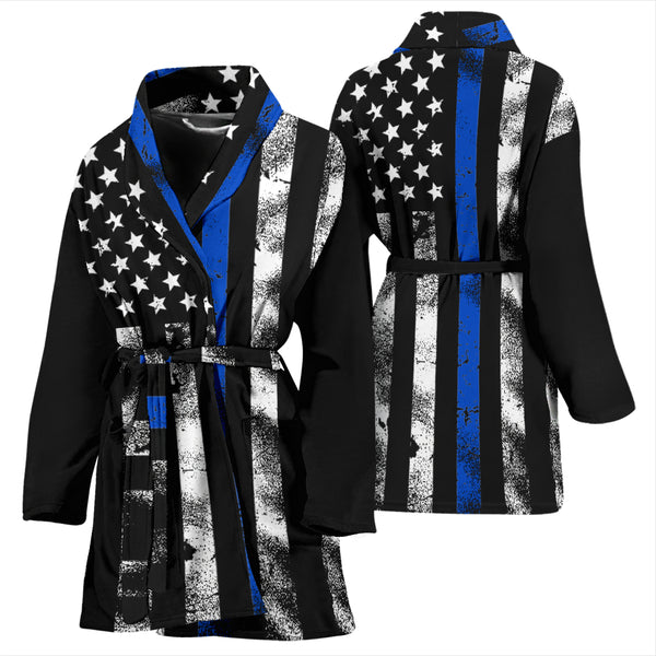 Women's Thin Blue Line American Flag Bathrobe Thin Blue Line Shop
