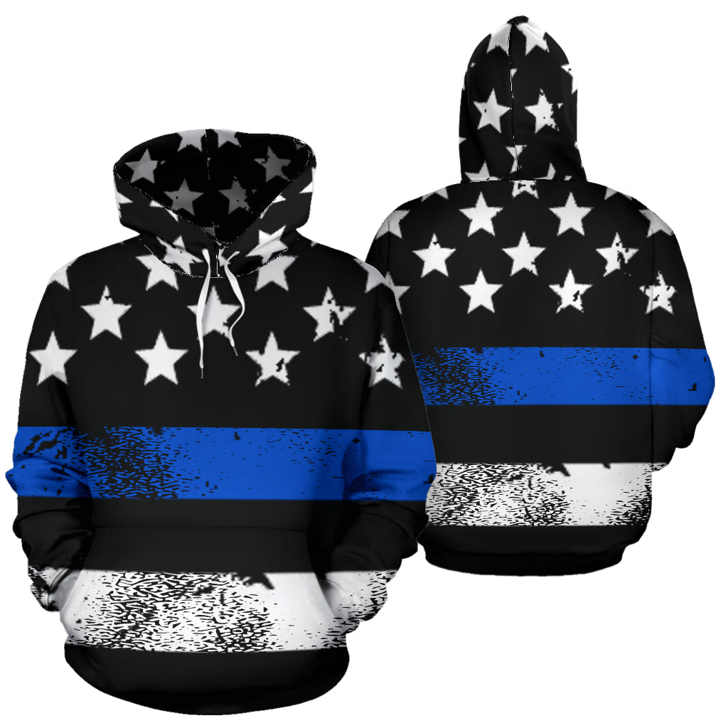 Thin Blue Line American Flag Hoodie