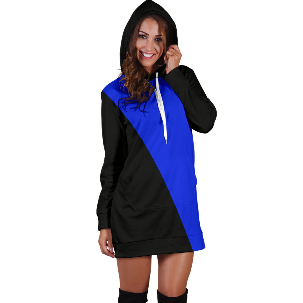 Diagonal Blue Line Hoodie Dress