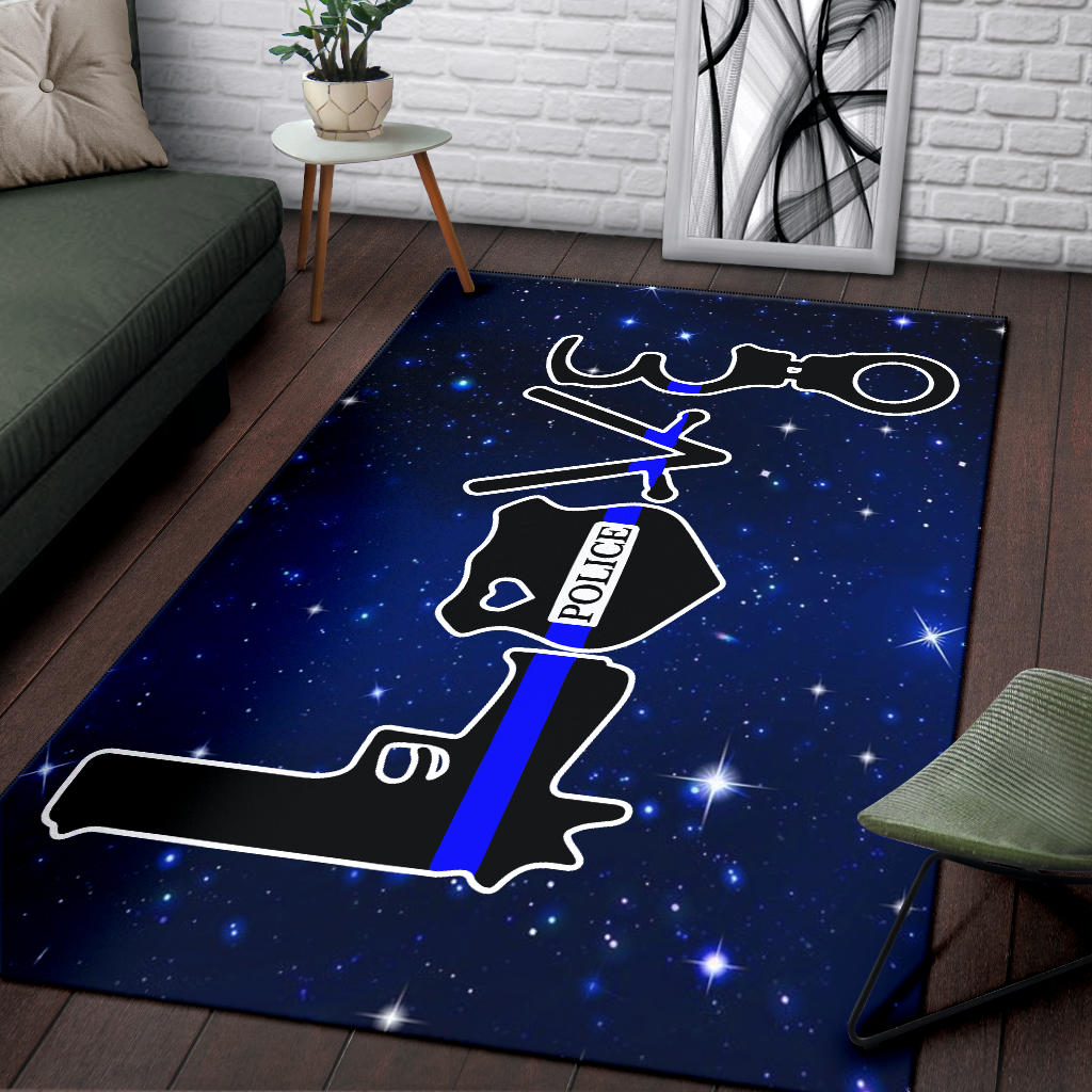 Love Thin Blue Line Area Rug
