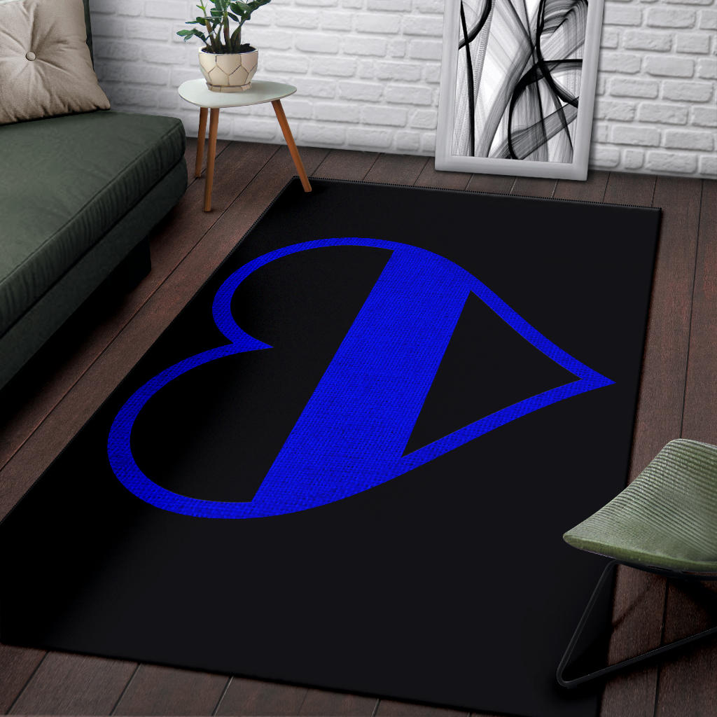 Thin Blue Line Heart Area Rug
