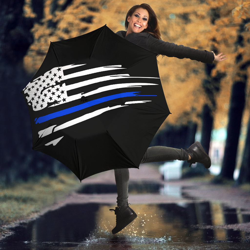 Tattered Thin Blue Line Flag Umbrella
