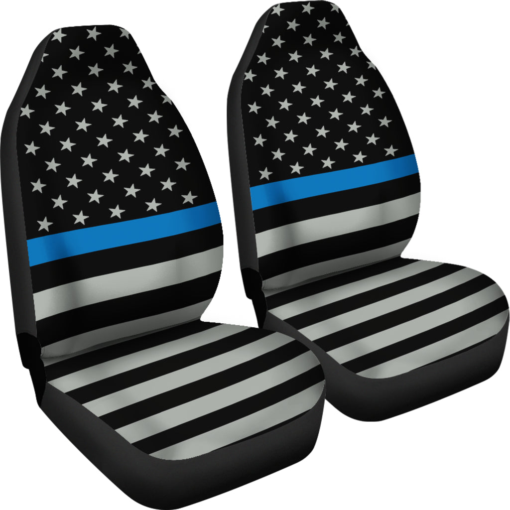 Thin Blue Line Flag Car Seat Covers (set of 2)