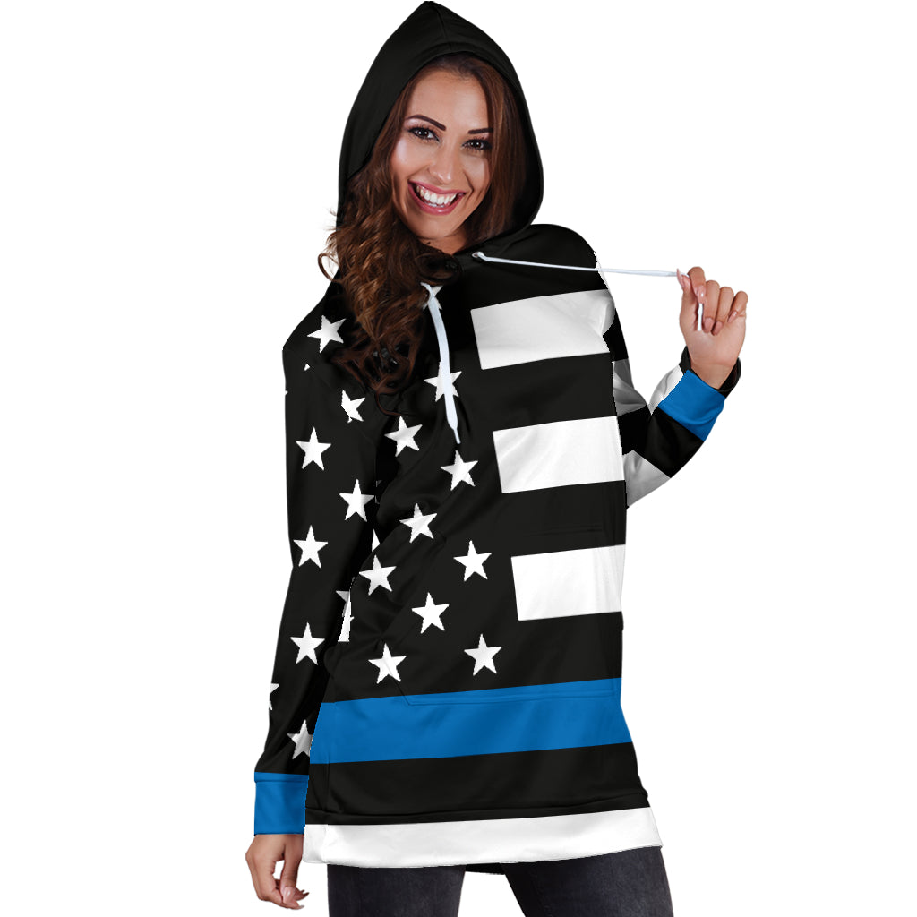 Women's Thin Blue Line Flag Hoodie Dress