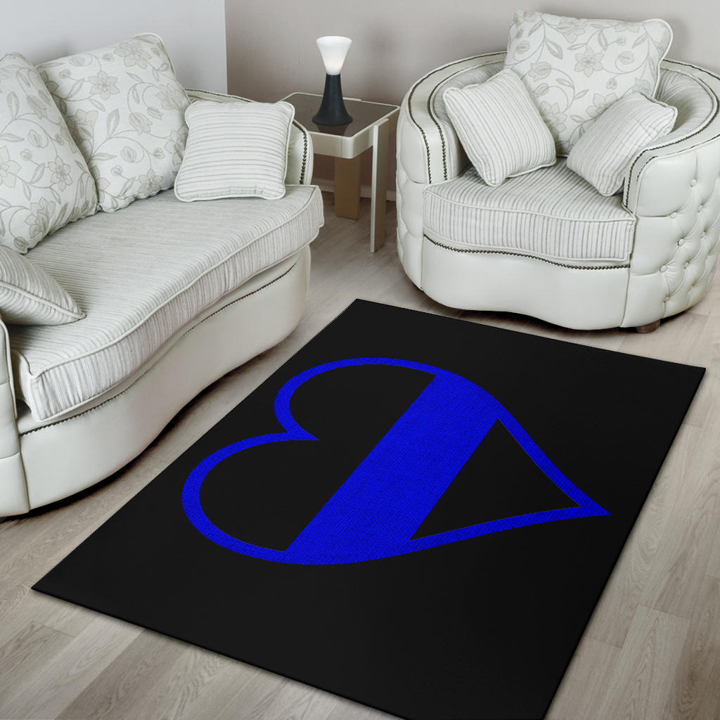Thin Blue Line Heart Area Rug