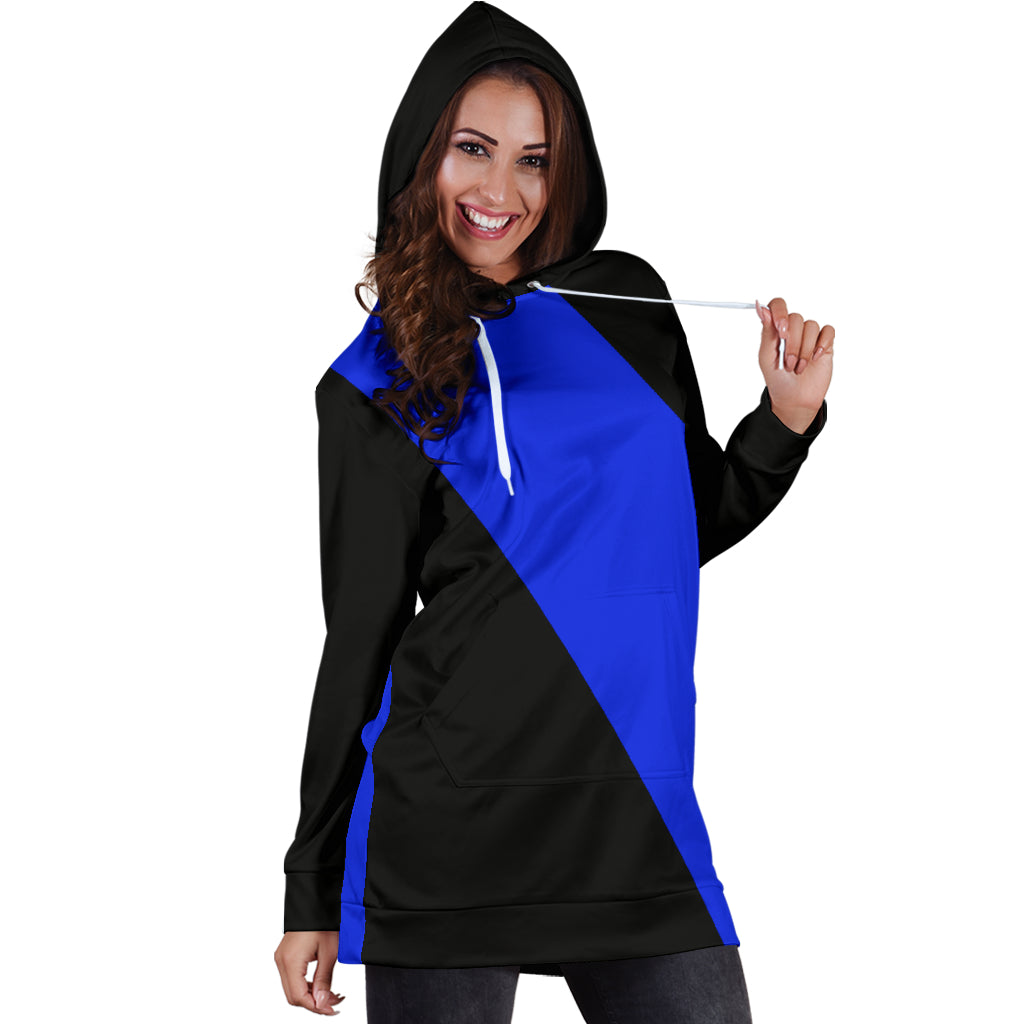 Diagonal Blue Line Hoodie Dress