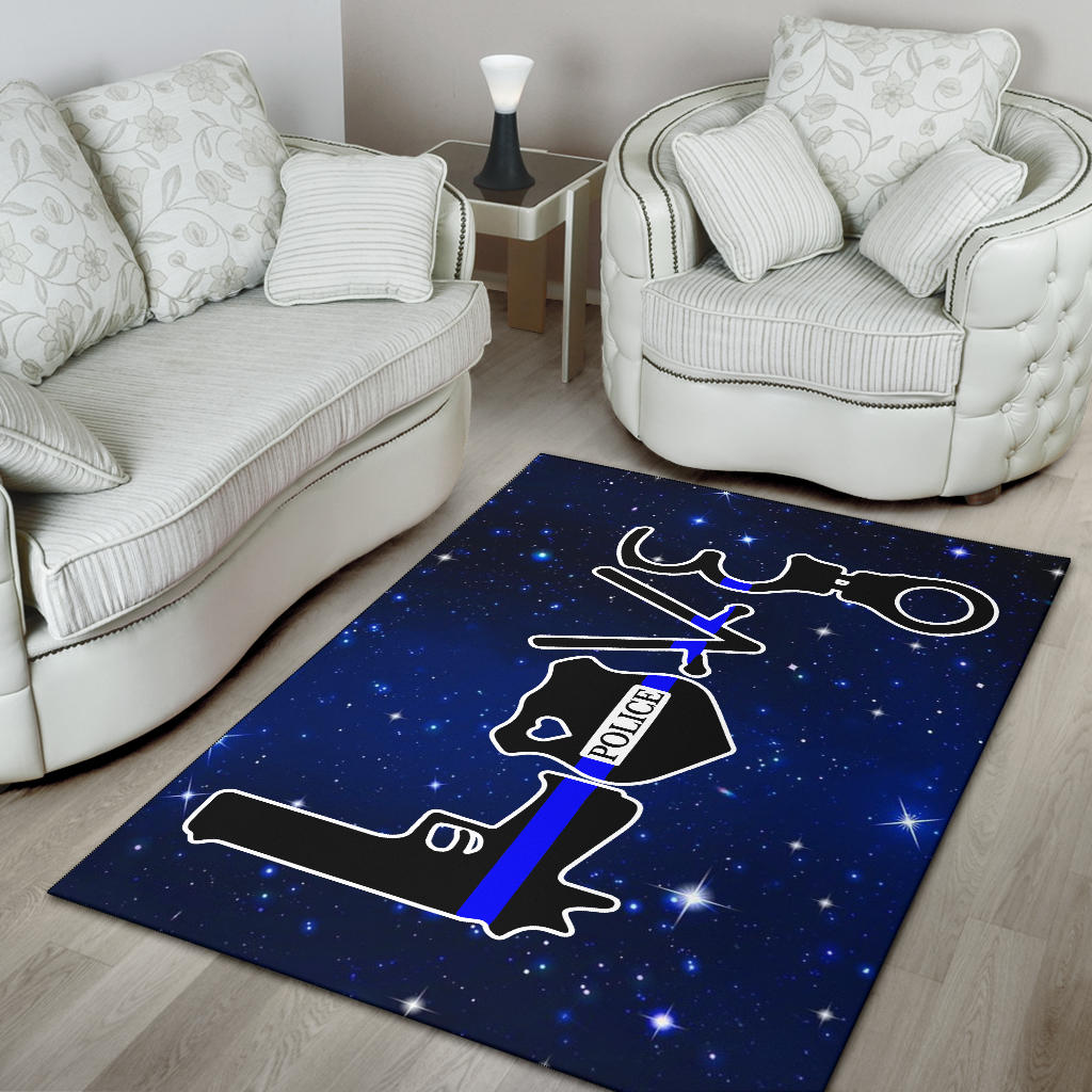 Love Thin Blue Line Area Rug
