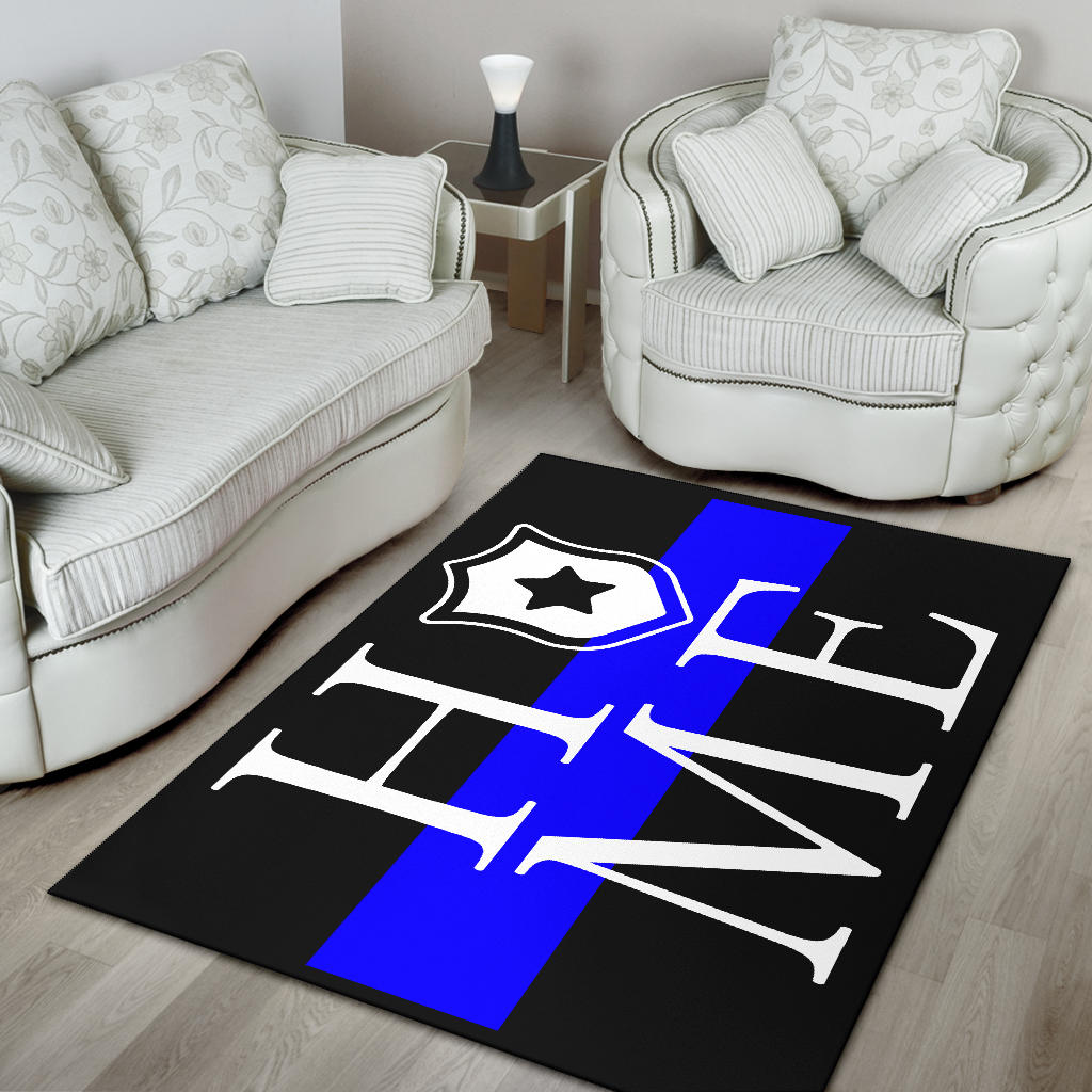 Awesome Thin Blue Line 'Home' Area Rug