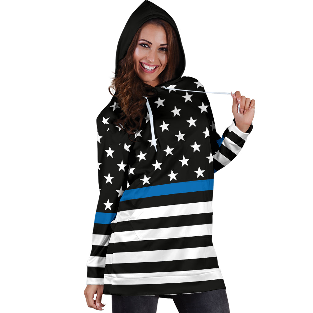 Thin Blue Line Stars and Stripes Hoodie Dress