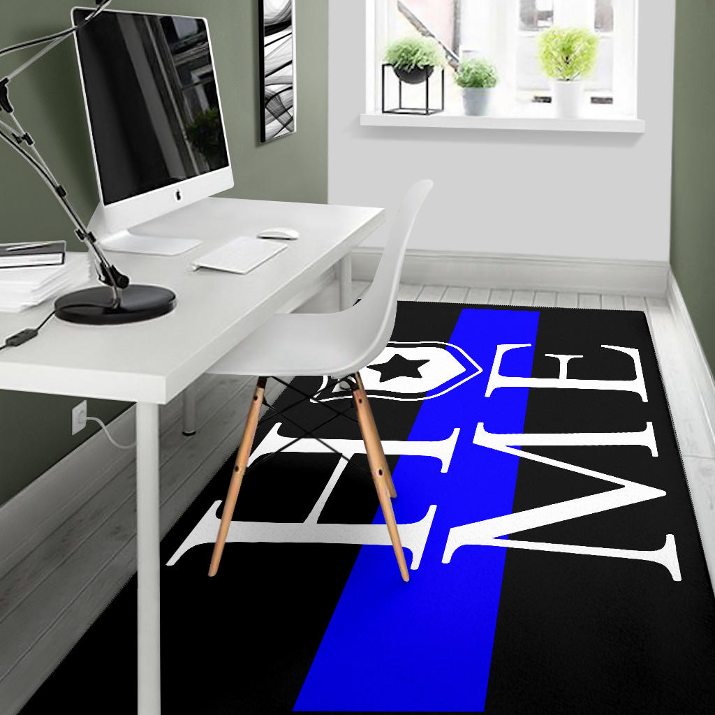 Awesome Thin Blue Line 'Home' Area Rug
