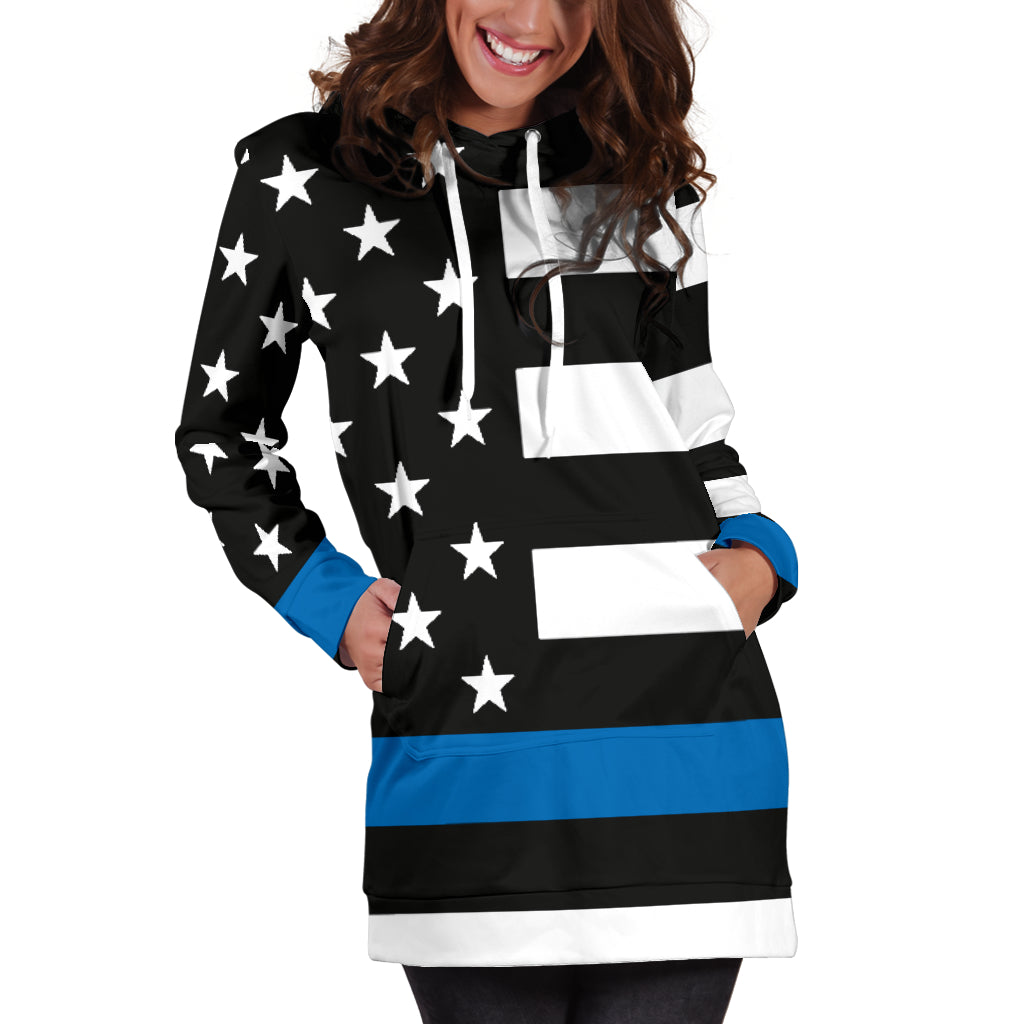 Women's Thin Blue Line Flag Hoodie Dress