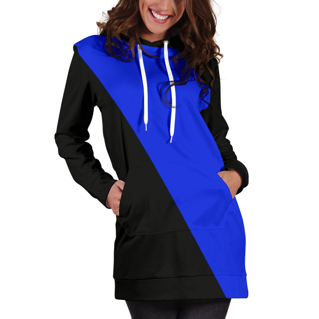 Diagonal Blue Line Hoodie Dress