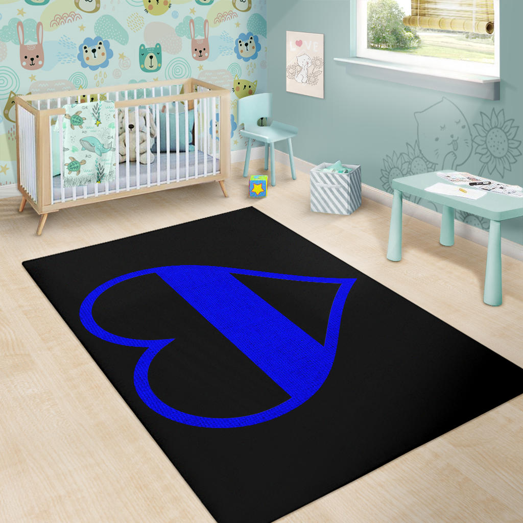 Thin Blue Line Heart Area Rug