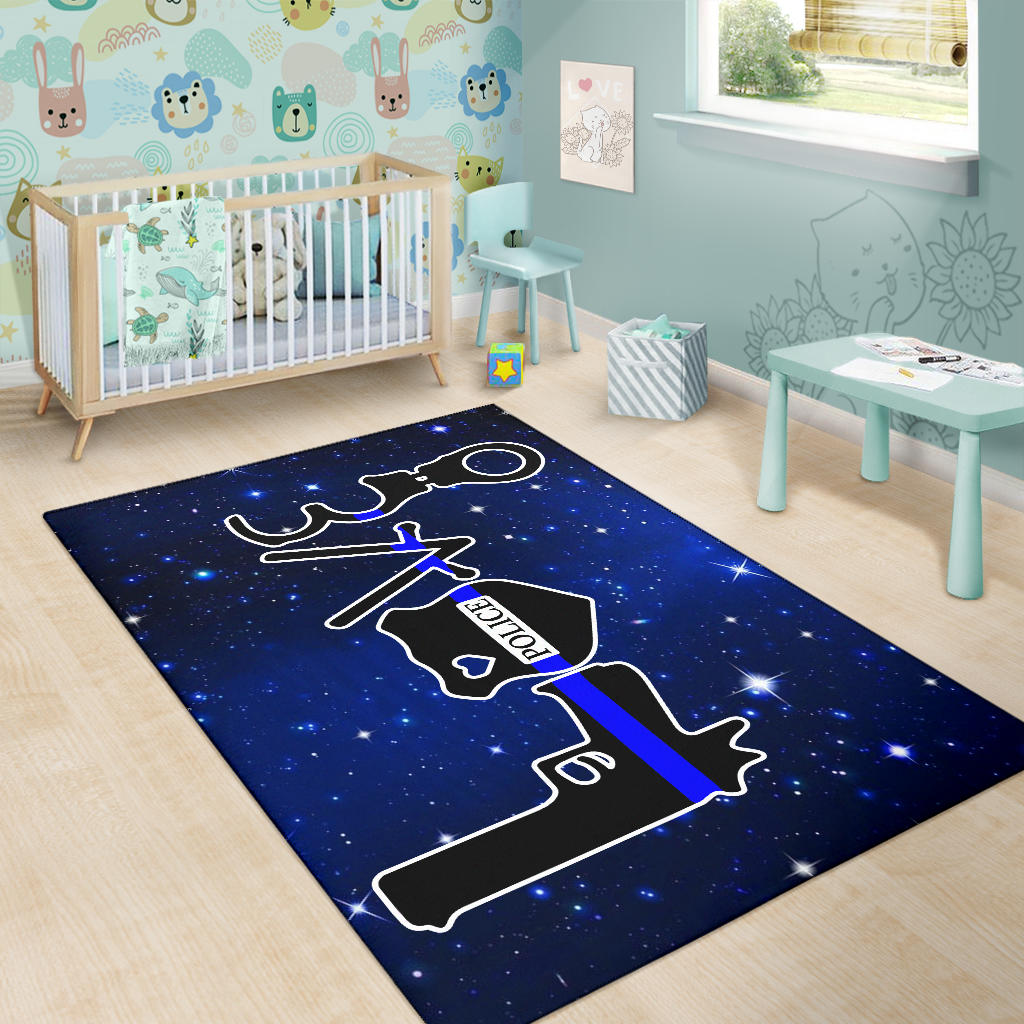 Love Thin Blue Line Area Rug