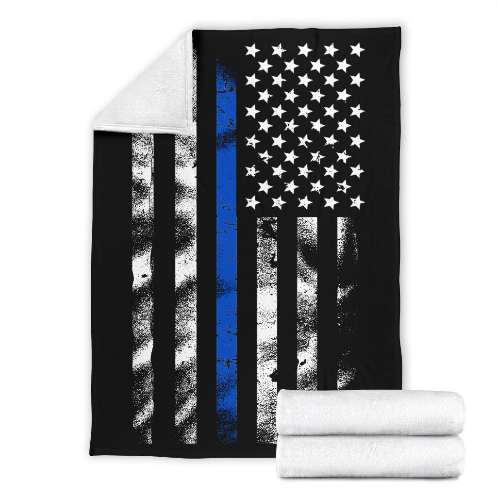 Thin Blue Line Distressed American Flag Blanket