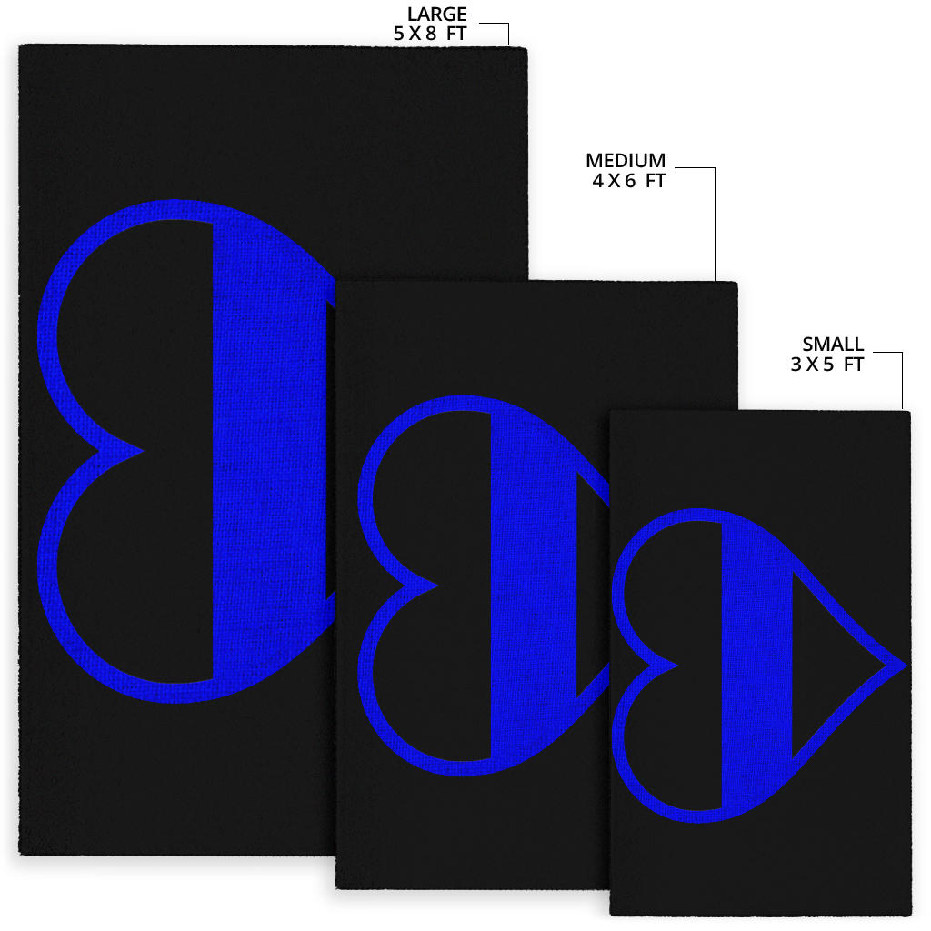 Thin Blue Line Heart Area Rug