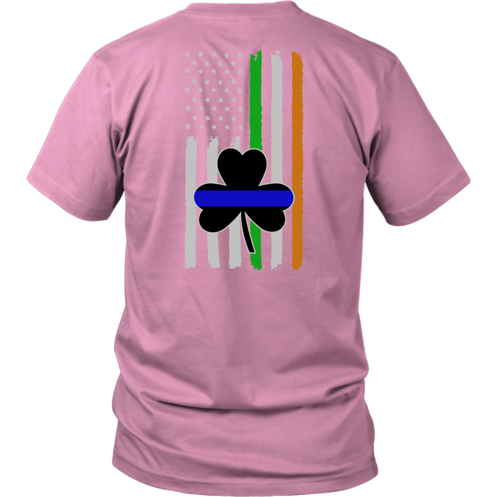 Thin Blue Line Shamrock Distress Irish Flag Shirts & Hoodies