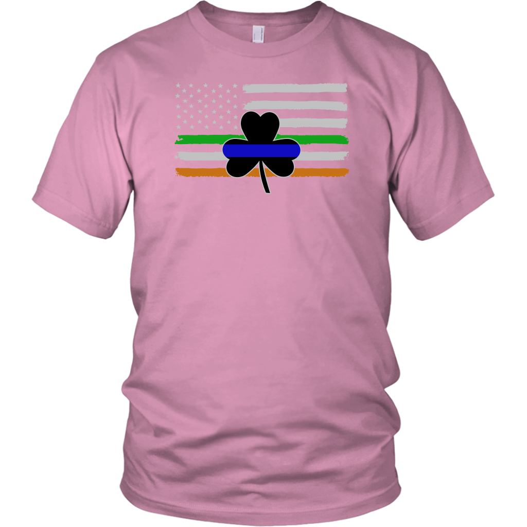 Thin Blue Line Shamrock Distress Irish Flag Shirts & Hoodies