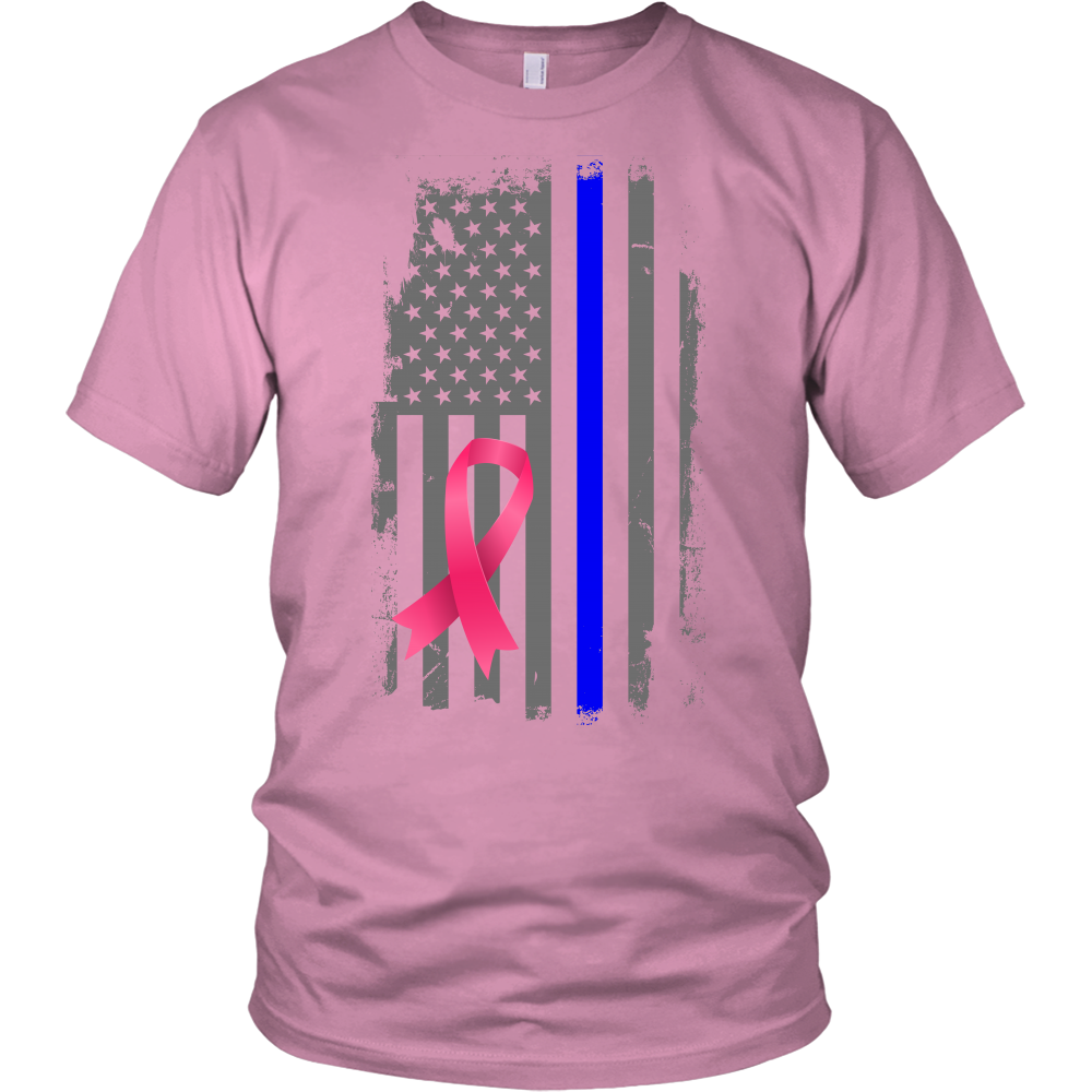 Breast Cancer Awareness Thin Blue Line Flag Shirt