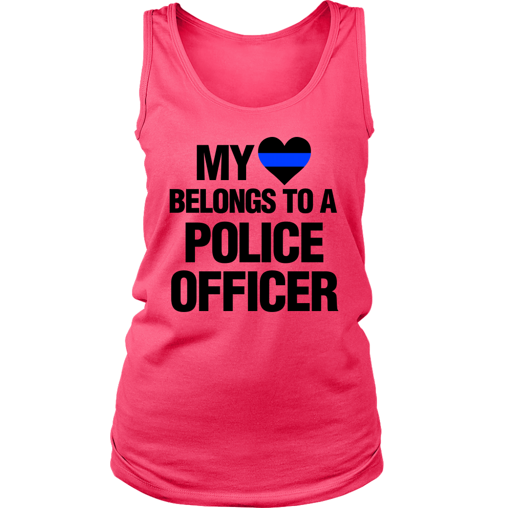 Women's My Heart Belongs To A Police Officer Tank Tops