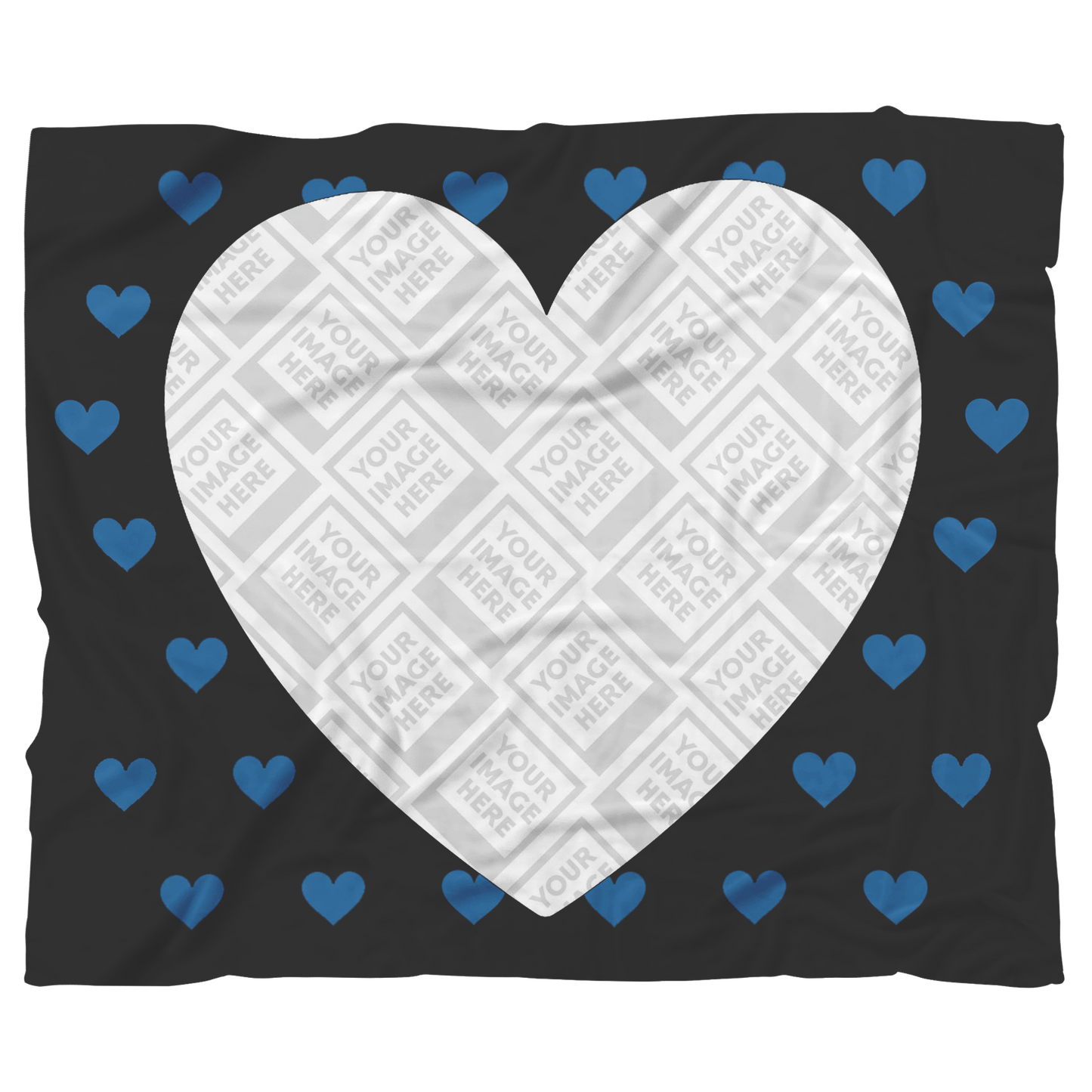 BLUE HEART PERSONALIZED PHOTO FRAME BLANKET