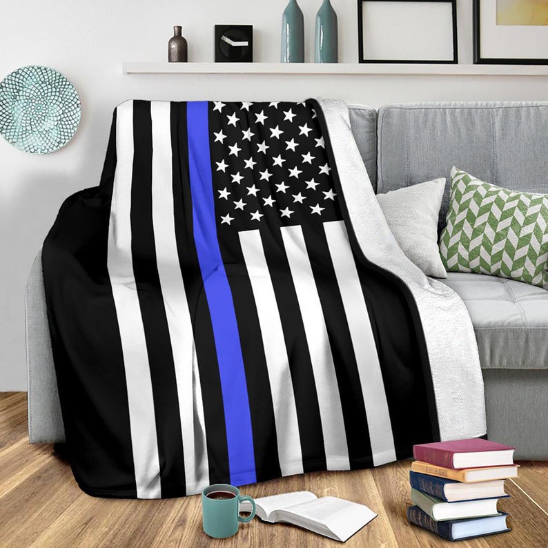 Thin Blue Line American Flag Blanket