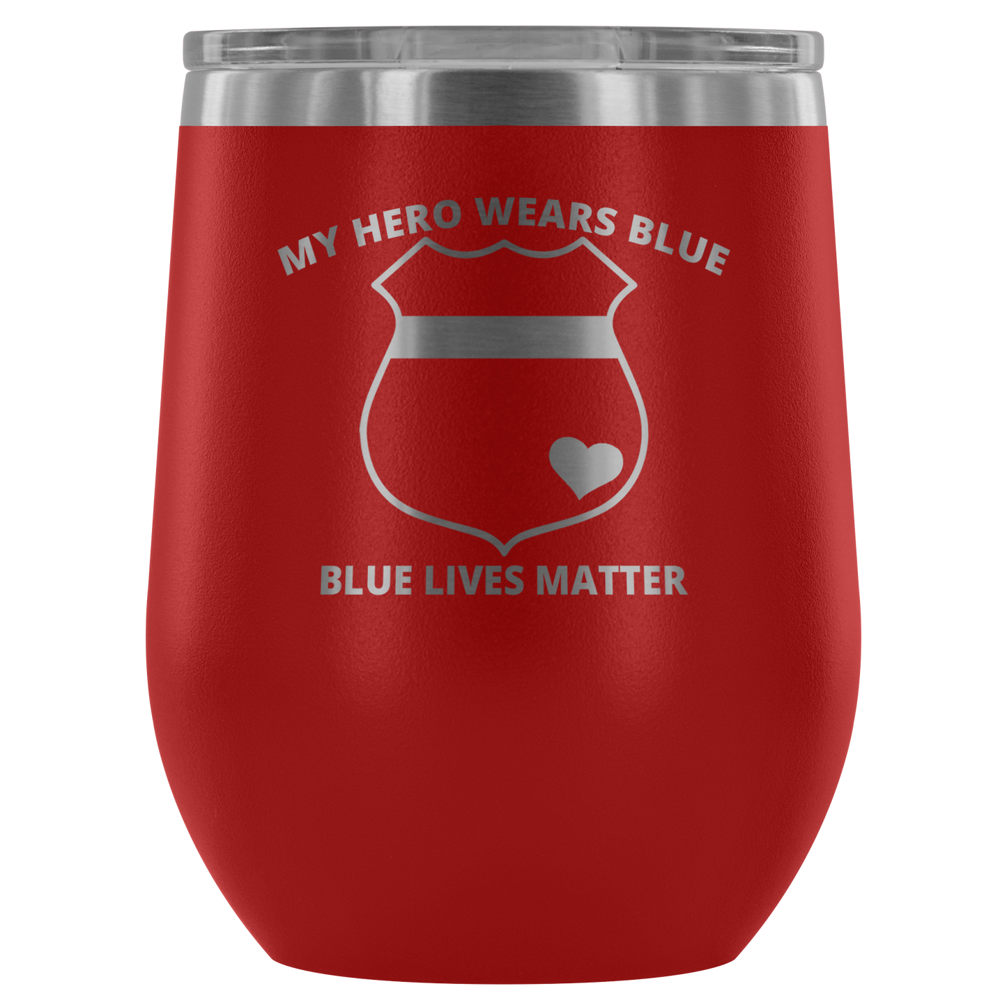 My Hero Wears Blue Wine Tumbler