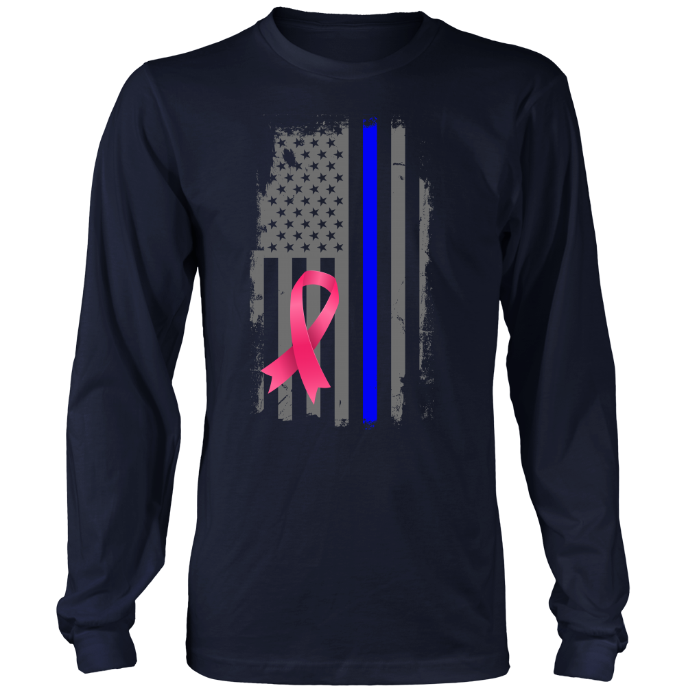 Breast Cancer Awareness Thin Blue Line Flag Shirt