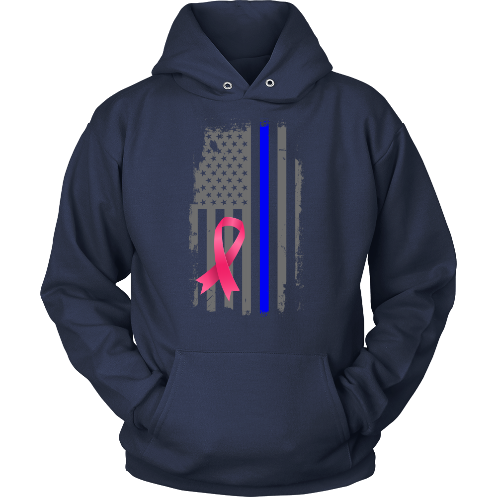 Breast Cancer Awareness Thin Blue Line Flag Shirt