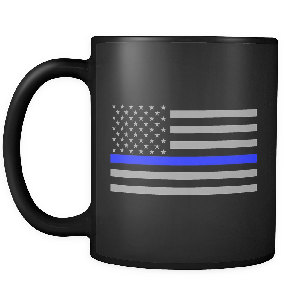 Thin Blue Line American Flag Mug - Black